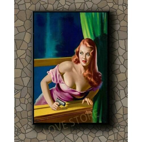 P229 Vintage Beautiful Pin-up Girl Classic Picture 355 Silk Fabric Poster Art Decor Indoor Painting Gift