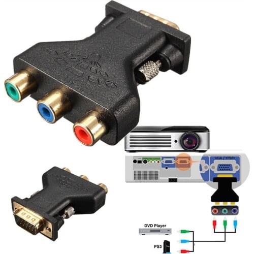 3 RCA RGB Video Female To HD 15 Pin VGA Style RCA VGA Connecter Converter Component Video Jack Adapter Plug For DVD For PS 3