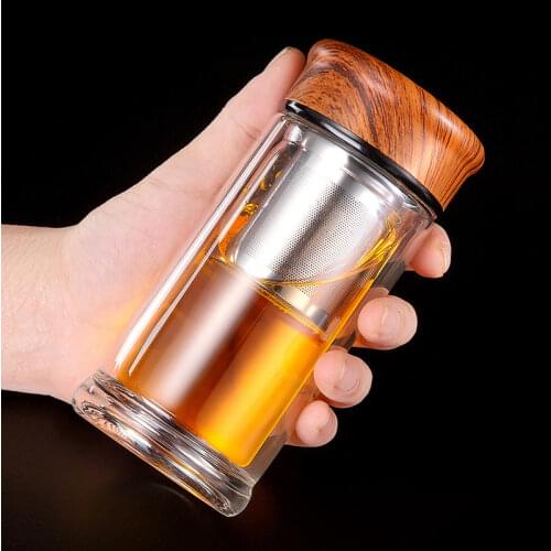 Portable Double-layer Small Glass Water Bottle High Borosilicate Transparent Tea Watercups Separation Direct Drinking Bottles