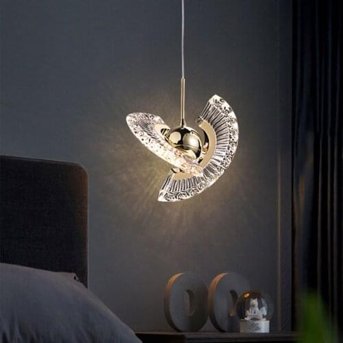 Rotatable Modern Simple Crystal Acrylic Small Pendant Light Chandelier Bedroom Living Room Dining Home Indoor Fixtures