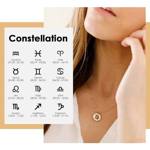 Simple Custom Constellations Pendant Necklace Gold Color 316L Stainless Steel Fashion Necklace Jewelry Female Necklace Gift New