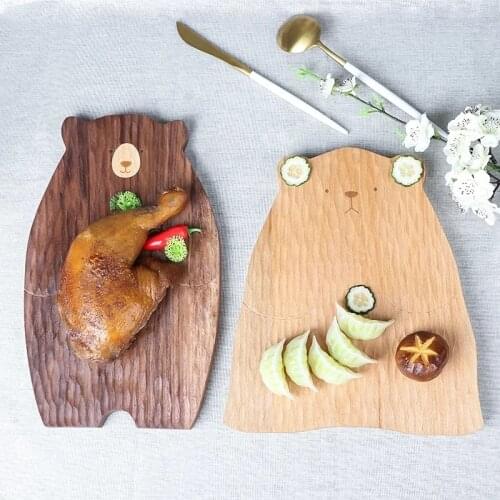 Chopping board Bear Shape Cutting board Black Walnut Wood Bread board Sushi plate Rubber wood tray Pizza board Chopping Blocks