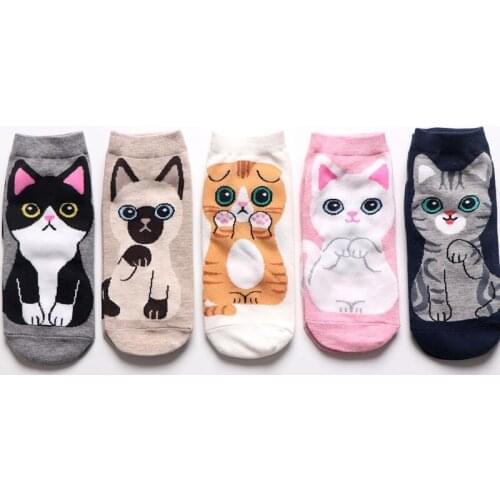 Kawaii Cartoon Cat Fox Women Socks Happy Fashion Ankle Funny Socks Women Cotton korean Summer high quality women fashion 1Pair