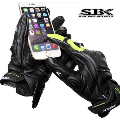 SBK Knight Protection Leather Motorcycle Riding Gloves Rider Protect Motorbike Racing Glove Cowhide Carbon Fiber Touch Screen