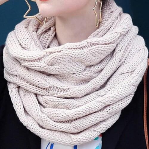 Women Scarf Women Knitted Snood Scarf Winter Infinity Scarves Neck Circle Cable Warm Soft Ring Scarf Female 2021