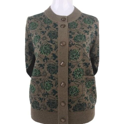 Middle-aged and Elderly Mother Wool Sweater Cardigan coat Womens Spring Autumn knitted Sweater Jacket Outwear Female Tops 5XL