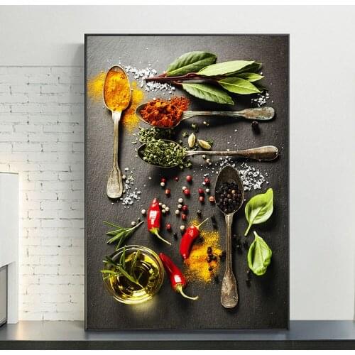 Herbs and Spices Modern Wall Art Posters And Prints Still Life Art Paintings On the Wall Kitchen Decor Art Pictures Cuadros