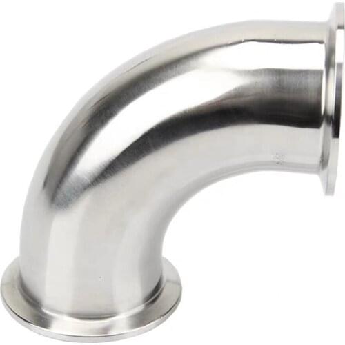 45mm Pipe OD Stainless Steel SS304 Sanitary Tri Clamp 64mm Feerule OD 90 Degree Elbow Pipe Fitting Homebrew