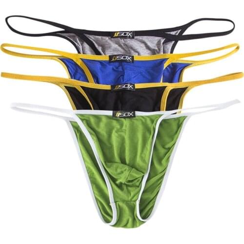 4PCS/Lots Men Thong G String Sexy Low Rise Male Underwear Penis Pouch Panties Open Butt Gay Micro Bikini Briefs Jockstrap Cueca