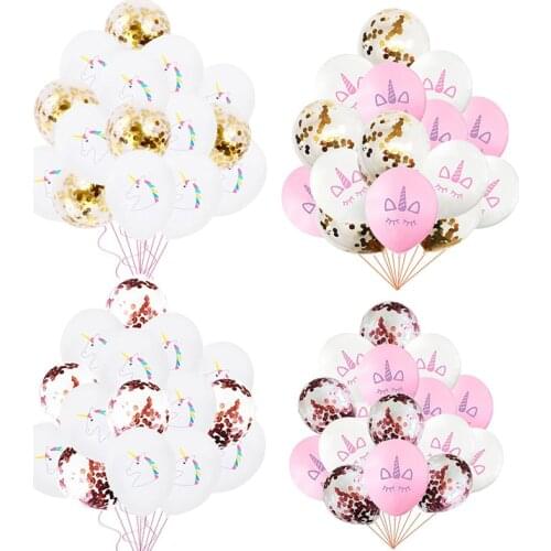 Birthday Party Gold Confetti Balloons Unicornio 12inch Latex Ballons Unicorn Party Decoration Globos Baby Shower Party Supplies