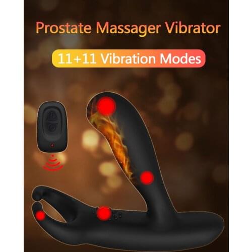 Heating Vibrating Anal Plug Prostate Vibrator Big Buttplug Sex Toy For Men Silicone Testicle Massage Vibrador Strapless Sextool