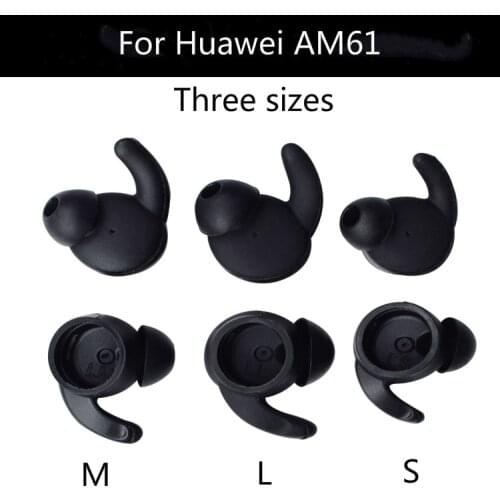 High-quality 6 pieces of black silicone earplugs tips earbuds type ear hooks for Huawei Honor xSport Bluetooth headset AM61