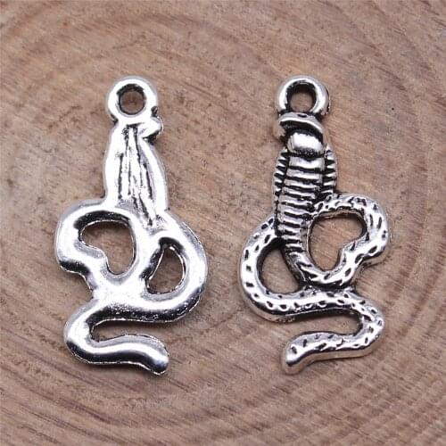 WYSIWYG 20pcs 18x9mm Antique Silver Color Snake Charms Pendant For Jewelry Making DIY Jewelry Findings
