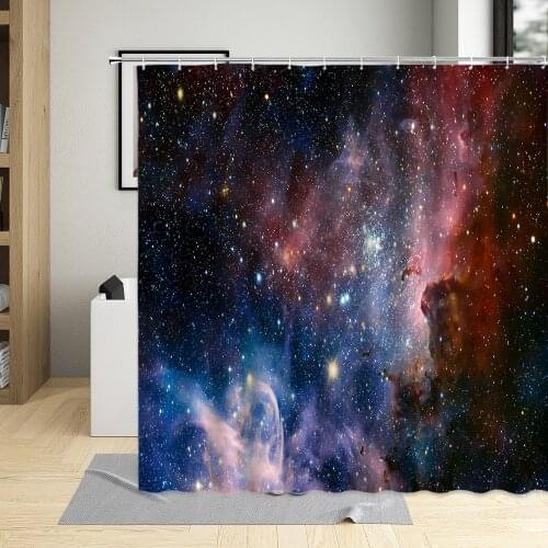 Dream Starry Sky Shower Curtain Night Landscape Color Black Background Wall Cloth Decor Bathroom Bathtub Hanging Curtains Sets