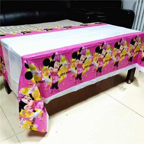 1 pcs Pink Minnie Mouse Party Supplies TableCloth Favor Kids Girls Birthday Tablecloths Party Festival Decoration party supplie
