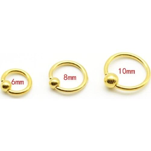 16G Gold BCR Captive Hoop Bead Rings Eyebrow Tragus Nose Nipple Ring Bar Lips Body Piercing Jewelry 316L Stainless Steel