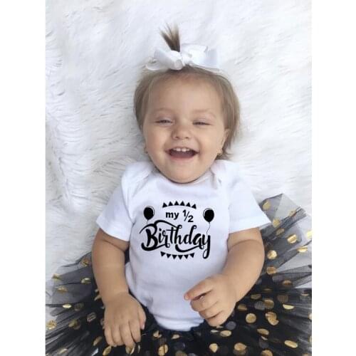 My Half Birthday My First Birthday Baby Girls Romper Short Dress Set Clothes Baby Clothing 2Pcs Birthday Baby Gifts