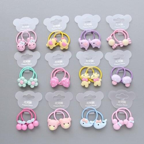 2pcs/lot Kids' Carrot Strawberry Hair Ties Mushroom Hair Rope Ring Flower Hairband Elastic Hair Accessories HT033