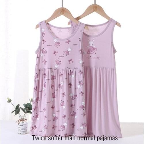 2021 Children Pajamas Summer Dresses Sleeveless Girls Baby Nightdress Home Clothes Inflant Kid Cartoon Cotton Princess Sleepwear
