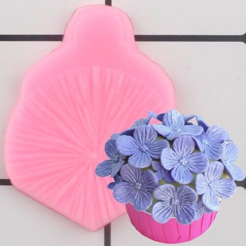 3D Hydrangea Petals Cake Border Silicone Mould Cupcake Topper Fondant Cake Decorating Tools Candy Clay Chocolate Gumpaste Molds