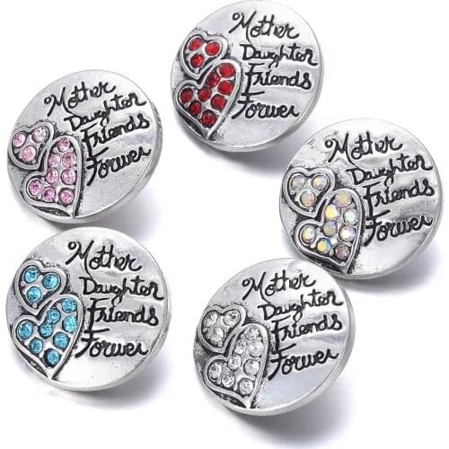 6pcs/lot 2019 New Love Snap Jewelry Mother Love Heart 18mm Metal Snap Buttons for Snap Button Bracelet Jewelry