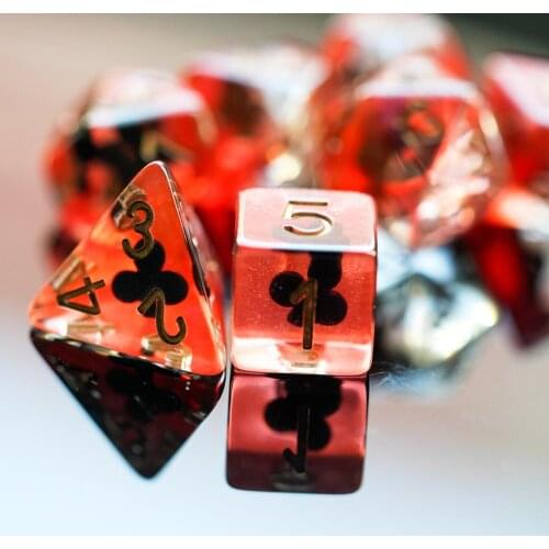 7Pcs/Set DND Dice Filled with Suit of Poker D&D Dice Polyhedral Games Dice Set for Table Games MTG RPG