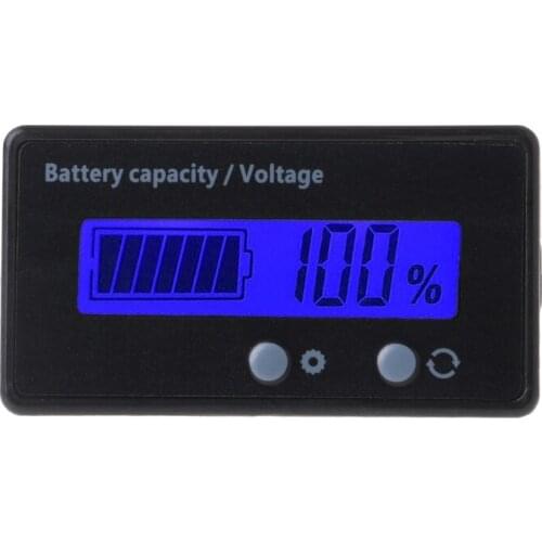 8-70V Blue LCD Acid Lead Lithium Battery Capacity Indicator Voltmeter Gauge 2in1