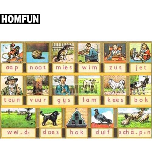HOMFUN Full Square/Round Drill 5D DIY Diamond Painting "Aap noot mies" Embroidery Cross Stitch 5D Home Decor Gift A02101