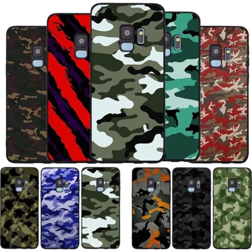 Army Green Camouflage Soft Case For Samsung S20 S10 S9 S8 S7 S6 EDGE Plus Lite For Note 8 9 10 Cover A7 A8 A9 black Cases