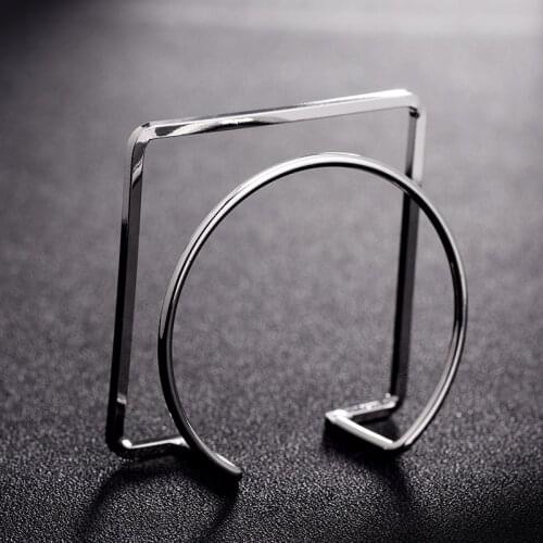 Bangles Women Copper Material Pattern Half Square Circle Opening Creative Hyperbole Style Fashion Jewelry DKS-1003