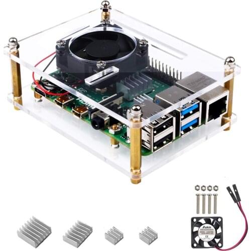 Case for Raspberry Pi 4 B, Case with Cooling Fan Heatsinks for Raspberry Pi 4 Model B pi 3 B+/ 3B/ 2B