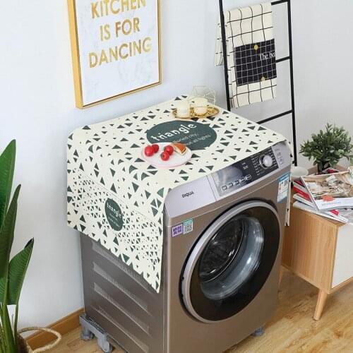 Thickened Cotton Linen Washing Machine Cover With Pocket Refrigerator Top Cover Dust Proof Cover Household Home Storage ZH384