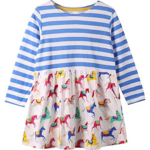 2021 Kids Clothes Autume Girl T Shirt Blue Striped Colorful Animal Print Casual Outdoor Size 2 3 4 5 6 7 Years Old
