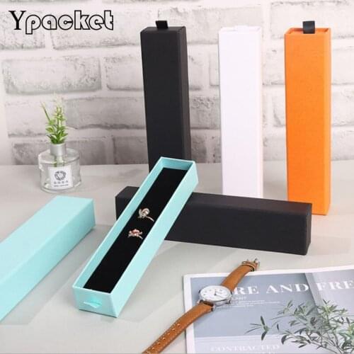 Long Jewelry Organizer Box Rings Storage Box Small Gift Box For Rings Earrings Christmas Gifts 4Colors Watch Display Boxes