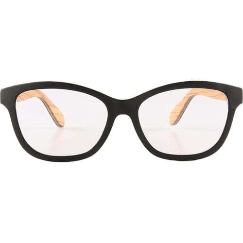 Two tone black brown cat eye aluminum wood sunglasses wooden eyewear optical glasses reading eyeglasses spectacle frame
