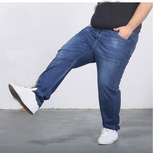 Oversized jeans 160KG extra large PANTS Big men thin Spring trousers summer 11XL 60 big Szie 12XL for men blue jeans