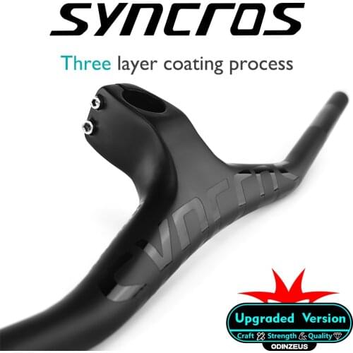 Syncros Custom Champion MTB Bicycle Riser -17 degree One-shaped Integrated Handlebar With Stem 3K Black Matte Carbon Handlebar