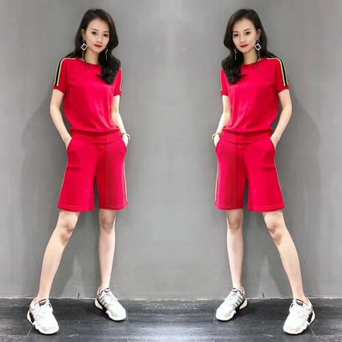 Cotton suits female new short-sleeved summer student han edition loose casual wear shorts two-piece outfit