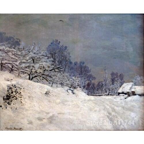 Handmade Oil Painting The Road in front of Saint Simeon Farm in Winter by Claude Monet decorative art High quality