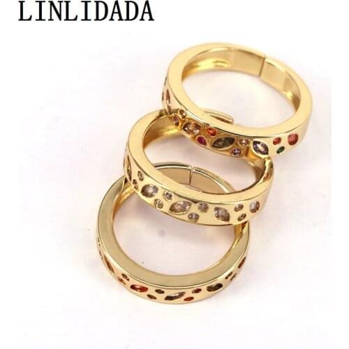 8Pcs Gold Clear /Colorful CZ Paved Rings for Women Punk Hip Hop Ring Fashion Jewelry Best Gift