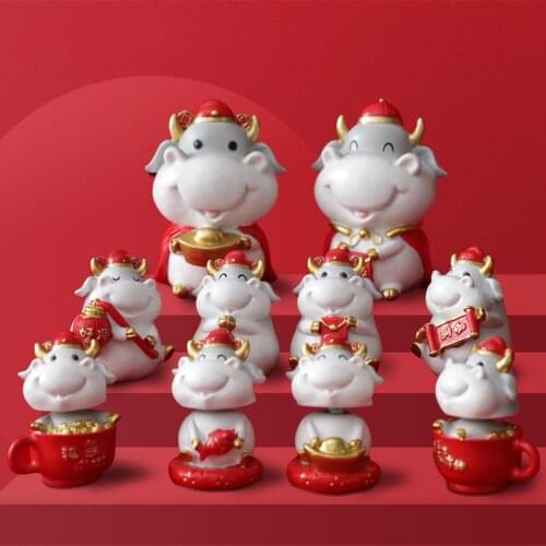 Zodiac Cattle Ox Year Cion Bank Money Box Mini Cartoon Cow Craft Figurine Wedding Festival Ornament Room Desktop Decor