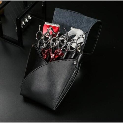 Leather Salon Pouch Bag Haircut Scissors Stylist Combs Storage Barber Dog Groomer Shear Makeup Tools Storage Waist Pack