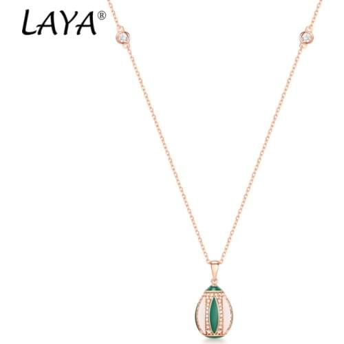 Laya Spherical Necklace For Women 925 Sterling Silver Bohemian Style Green Enamel Round Accessories Fine Jewelry