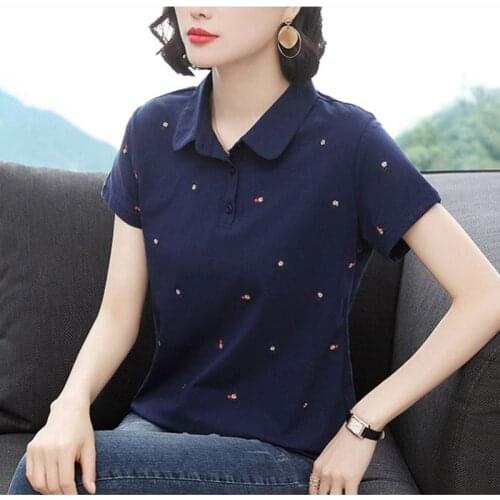 Summer Fashion Polo Shirt Women New Casual Short Sleeve Slim Polos Mujer Shirts Tops Plus Size Female Cotton Polo Shirt ZZ0219