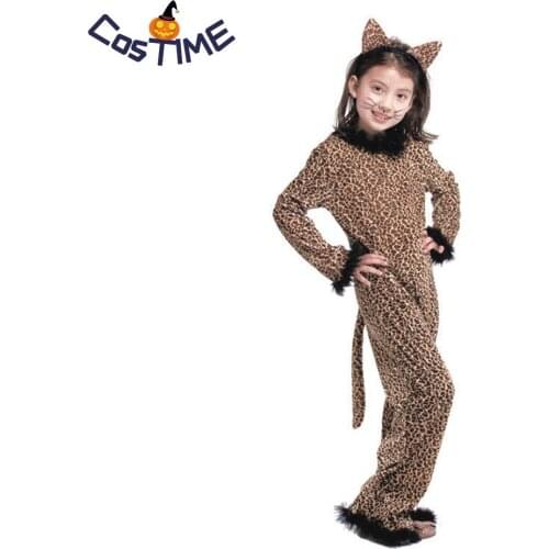 Little Leopard Costume Animal Costumes Fancy Dress Kids Leopard Onesies with Tail Headpiece Jumpsuit Outfit Carnival Costumes