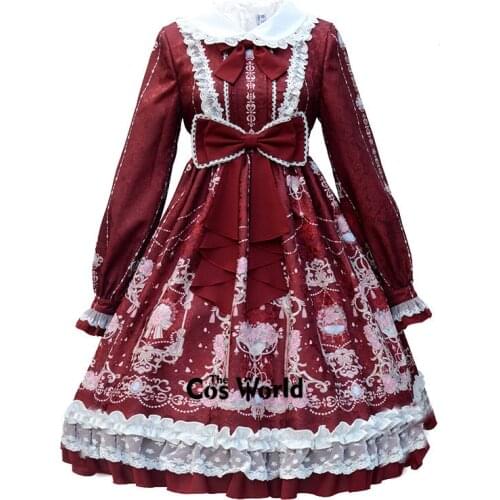 [Fan Hua Zhang Hua] Sweet OP Lolita Dress Long Sleeve Floral Pattern Pleated One Piece Dresses
