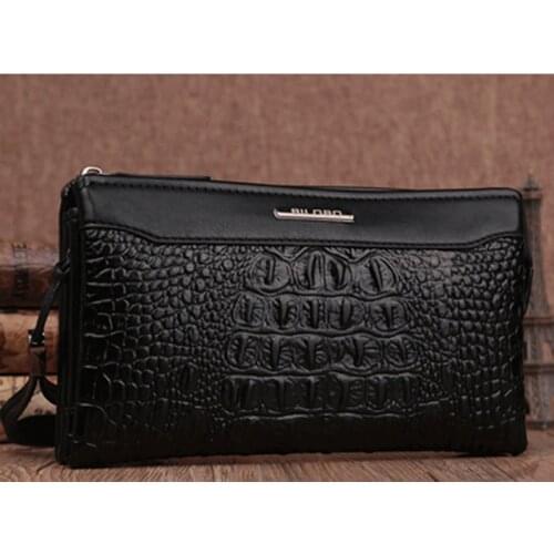 Famous brand design Mens Soft Leather Handbags Business Zipper wallet male Clutch Bag Fashion Mobile phone Wallet cigarette box