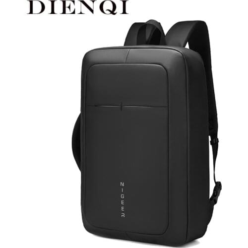 DIENQI Thin Mens Backpack Laptop bag Slim 17inch Computer Notebook Mochila Teenager Male Schoolbag USB Charging Men Bags Bagpack
