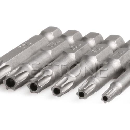 12Pcs/Set 50mm 1/4 inch Hex Torx Head Screwdriver Bits Magnetic Kit T5-T40