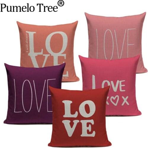 Love Letter Elegant Printed Cushion Cover Decorative Pillows For Sofa Car Home Woven Linen Pillow Cover Pillowcase Customized